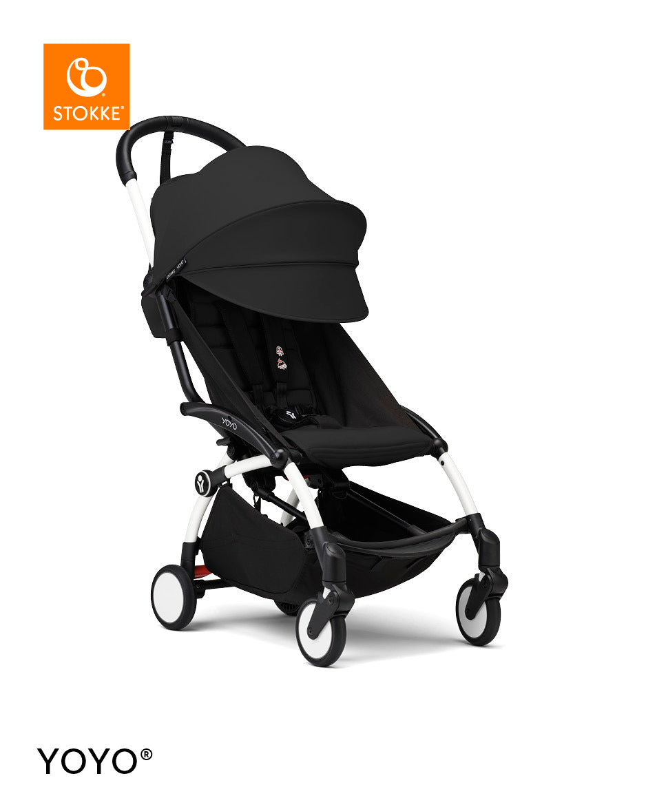Stokke® YOYO³ Количка + Бебешки кош, Бяло шаси Black
