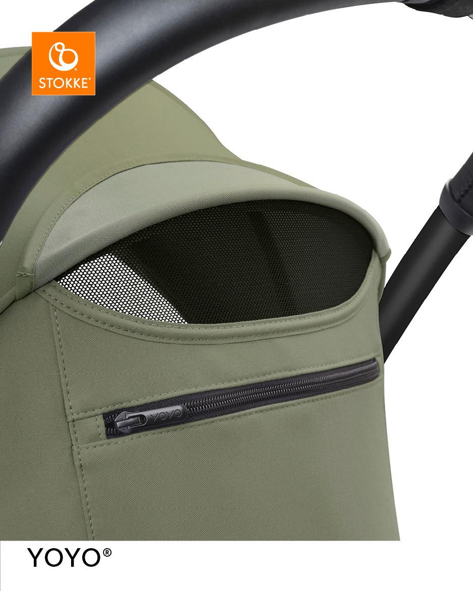 Stokke® YOYO³ Количка + Бебешки кош, Черно шаси Olive