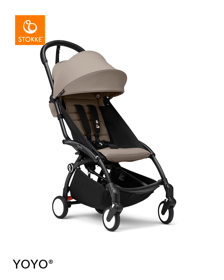 Stokke® YOYO³ Количка + Бебешки кош, Черно шаси Taupe