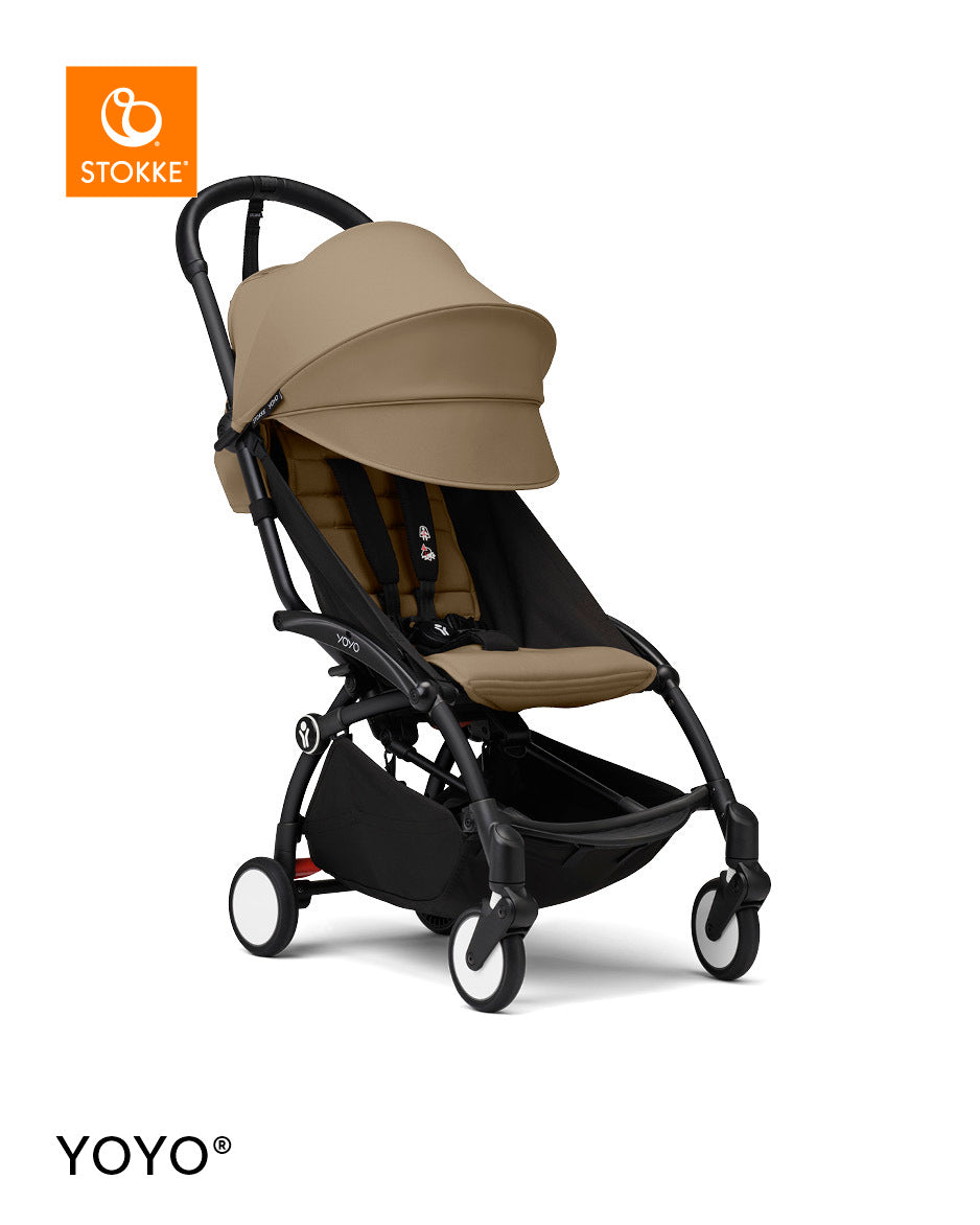 Stokke® YOYO³ Количка + Бебешки кош, Черно шаси Toffee