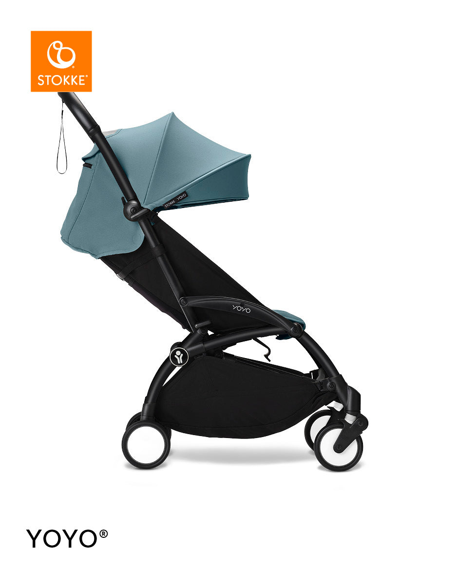 Stokke® YOYO³ Количка + Бебешки кош, Черно шаси Aqua