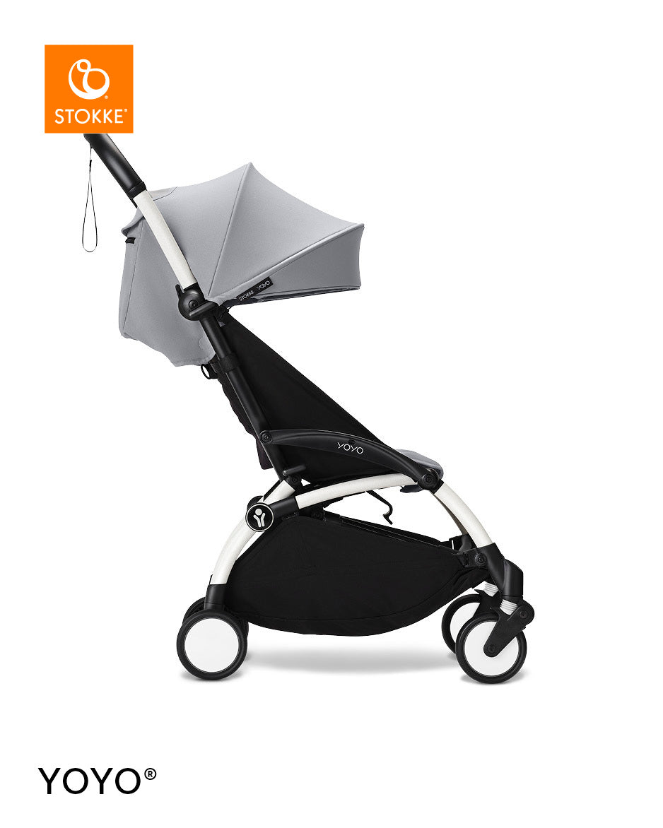 Stokke® YOYO³ Количка + Бебешки кош, Бяло шаси Stone