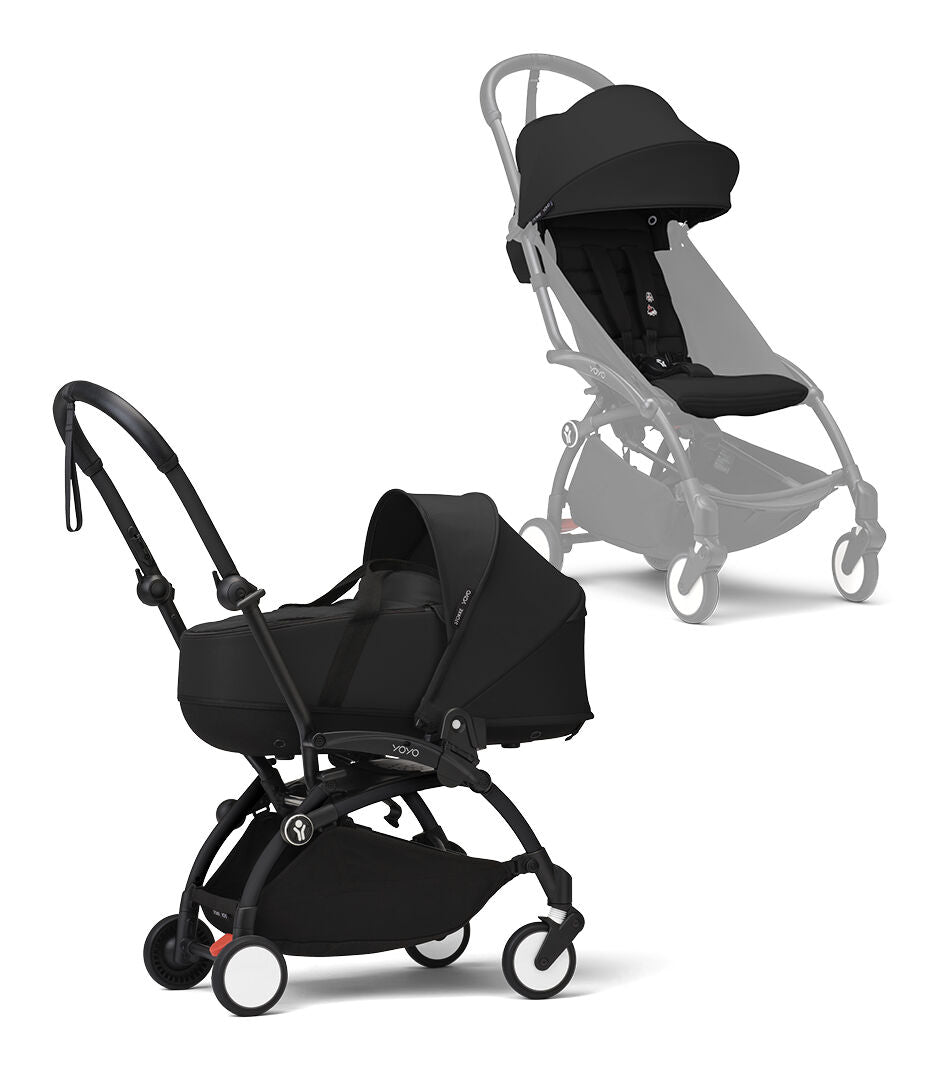 Stokke® YOYO³ Количка + Бебешки кош, Черно шаси Black
