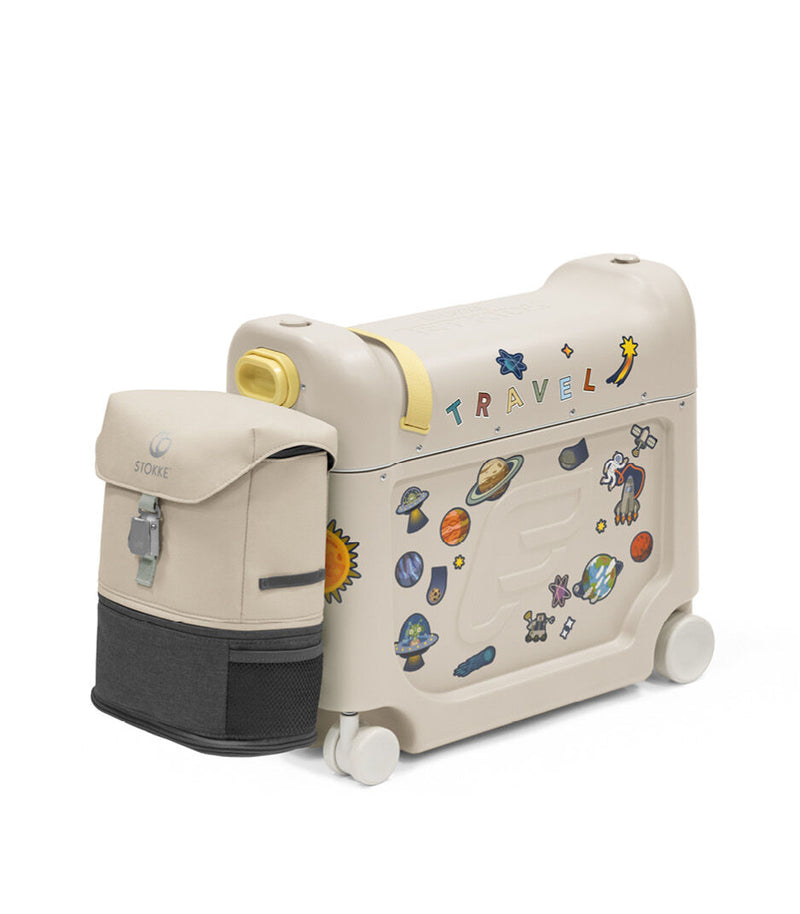Stokke® JetKids™ BedBox™ Куфар+Легло за самолет + Раничка - цвят Moonglow White