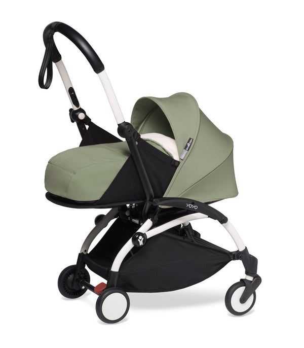 Stokke® YOYO² 6+ и Сгъваем мек кош Бяло шаси - цвят Olive