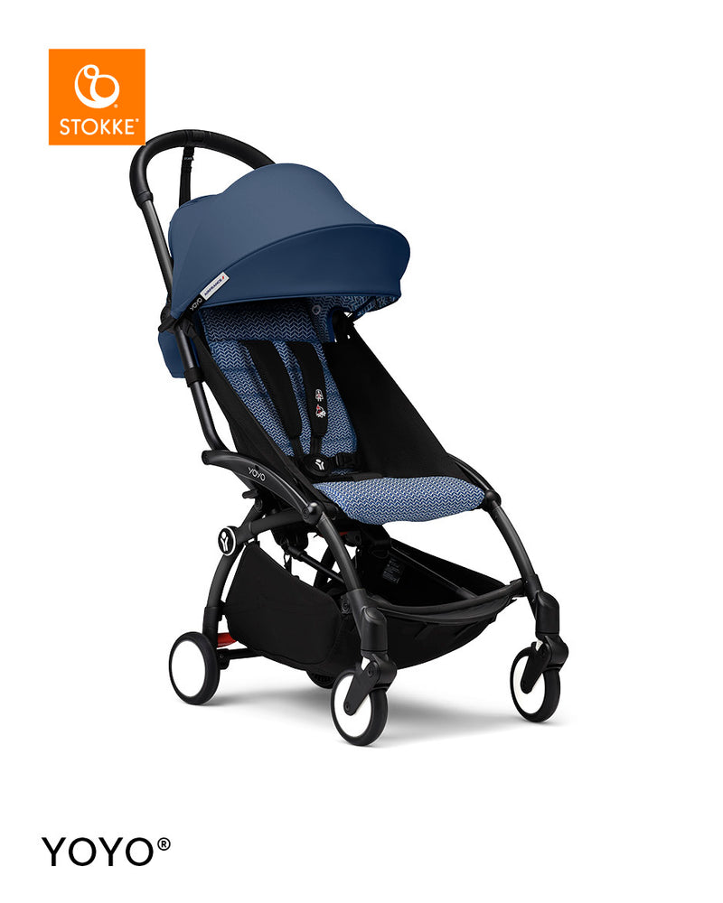 Stokke® YOYO³ Количка от 6 месеца, Черно шаси - Air France Blue