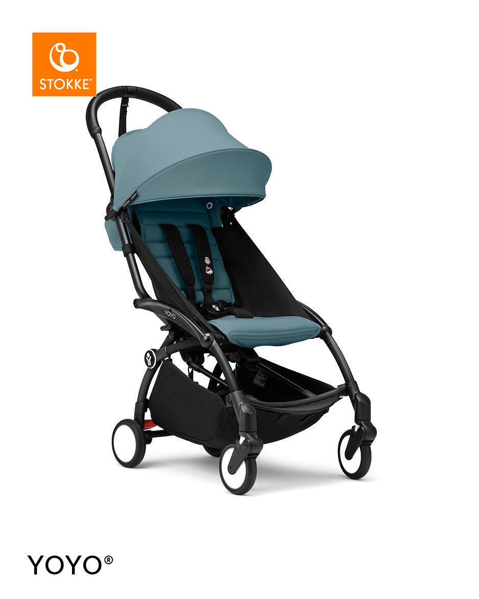 Stokke® YOYO³ Количка от 6 месеца, Черно шаси - Aqua