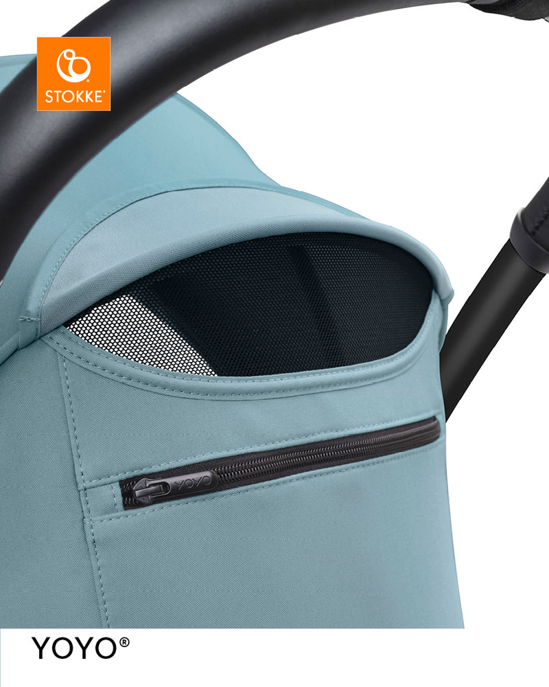 Stokke® YOYO³ Количка от 6 месеца, Черно шаси - Aqua