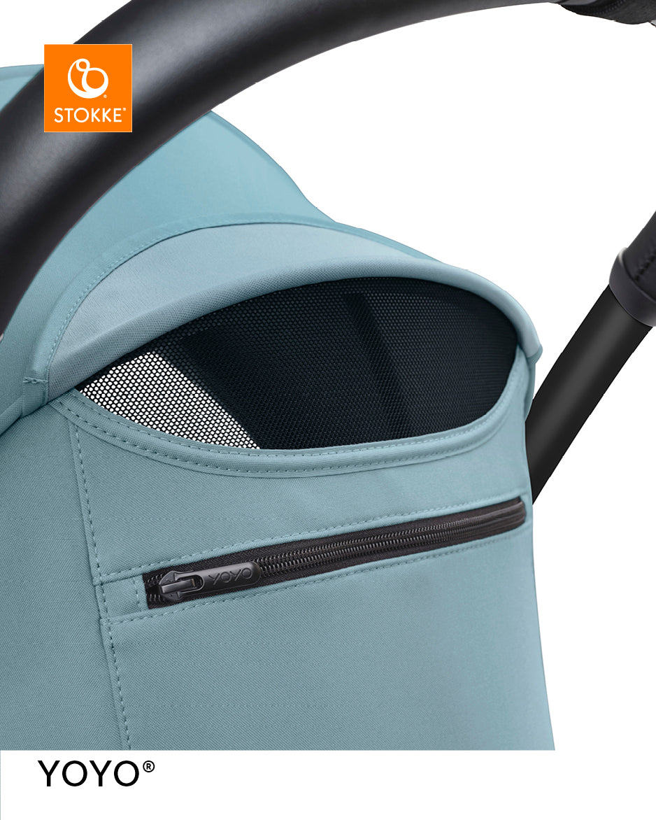 Stokke® YOYO³ Количка от 6 месеца, Черно шаси - Aqua