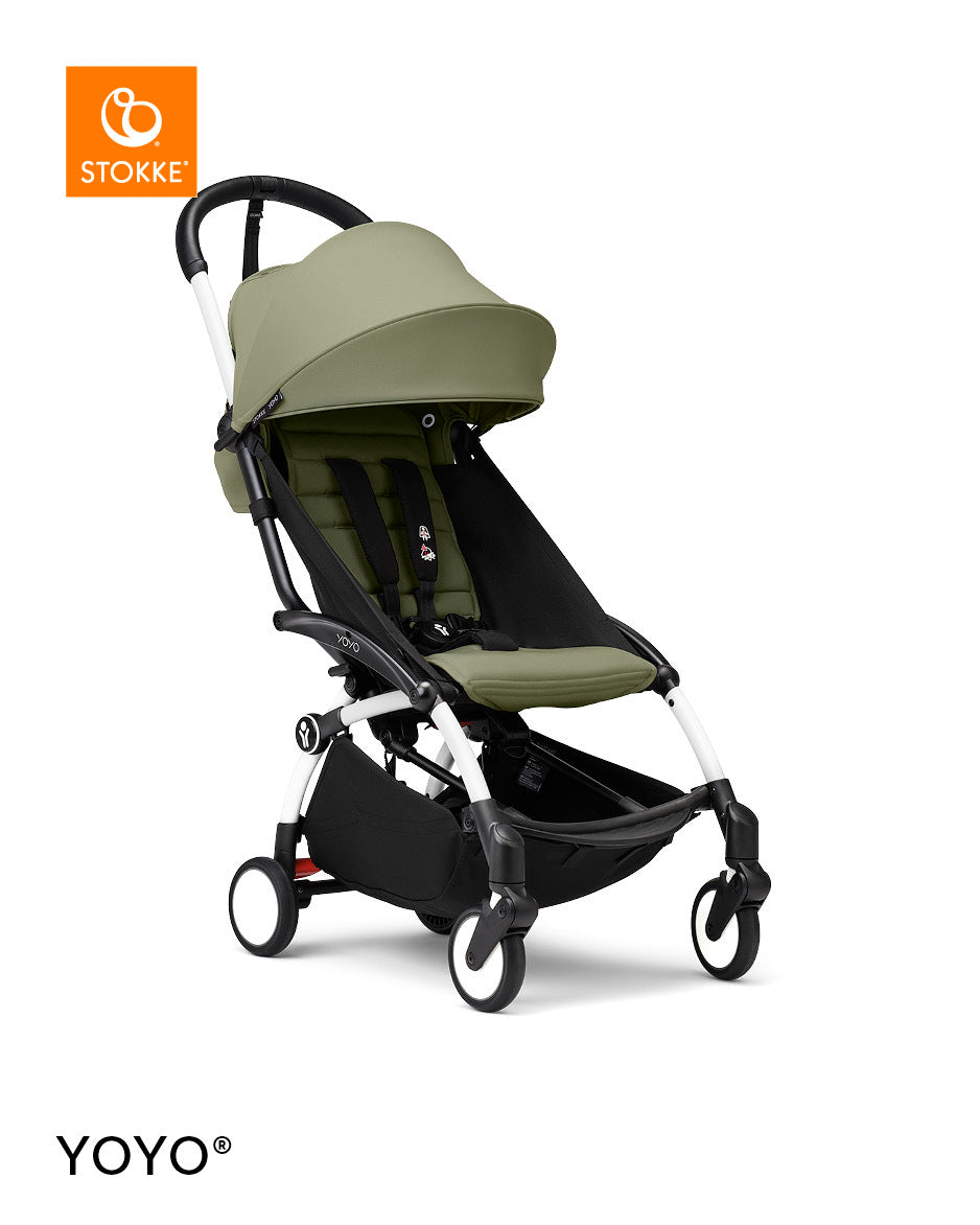 Stokke® YOYO³ Количка от 6 месеца, Бяло шаси - Olive