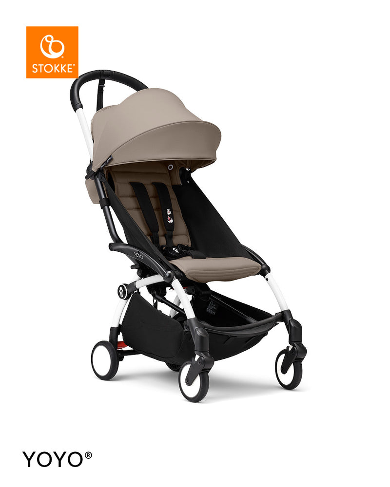 Stokke® YOYO³ Количка от 6 месеца, Бяло шаси - Taupe