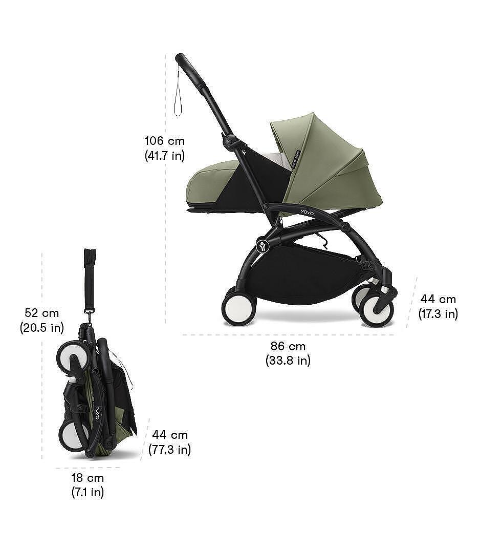 Stokke® YOYO³ Количка + Сгъваем мек кош, Черно шаси - Taupe