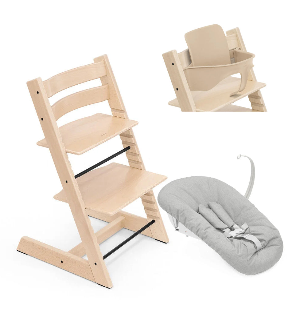 Stokke® Tripp Trapp® Стол с Бебешки предпазител 6+ месеца и Приставка за новородено Natural