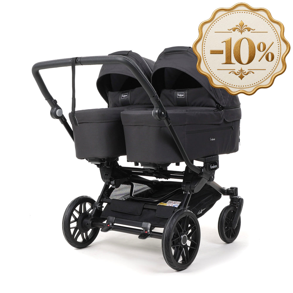 Emmaljunga® Double Sento Бебешка количка за близнаци 0+ месеца Urban Black