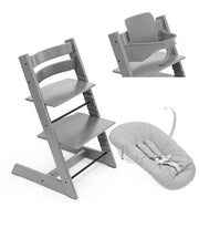 Stokke® Tripp Trapp® Стол с Бебешки предпазител 6+ месеца и Приставка за новородено Storm Grey
