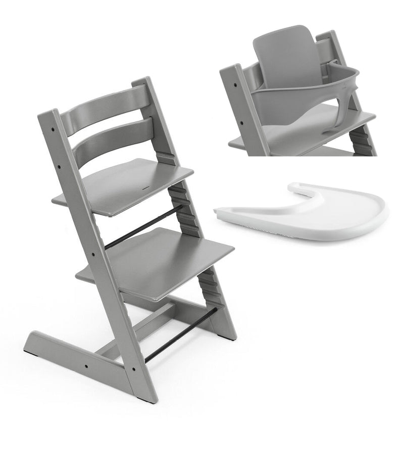 Stokke® Tripp Trapp® Стол с Бебешки предпазител 6+ месеца и Табла Storm Grey