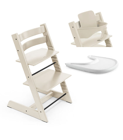 Stokke® Tripp Trapp® Стол с Бебешки предпазител 6+ месеца и Табла - цвят Vanilla White