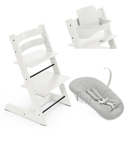 Stokke® Tripp Trapp® Стол с Бебешки предпазител 6+ месеца и Приставка за новородено - цвят White
