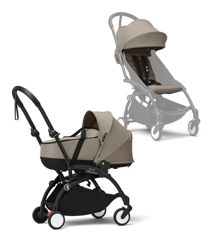 Stokke® YOYO³ 0+ Бебешки кош, Черно шаси - цвят Taupe