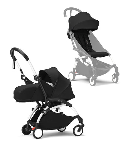 Stokke® YOYO³ 0+ Сгъваем мек кош, Бяло шаси - цвят Black