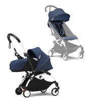 Stokke® YOYO³ Количка + Сгъваем мек кош, Бяло шаси Air France Blue