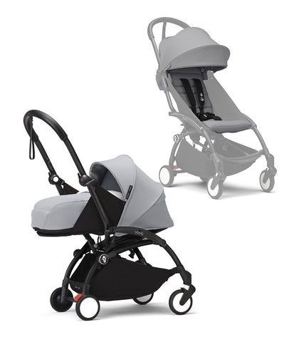 Stokke® YOYO³ 0+ Сгъваем мек кош, Черно шаси - цвят Stone