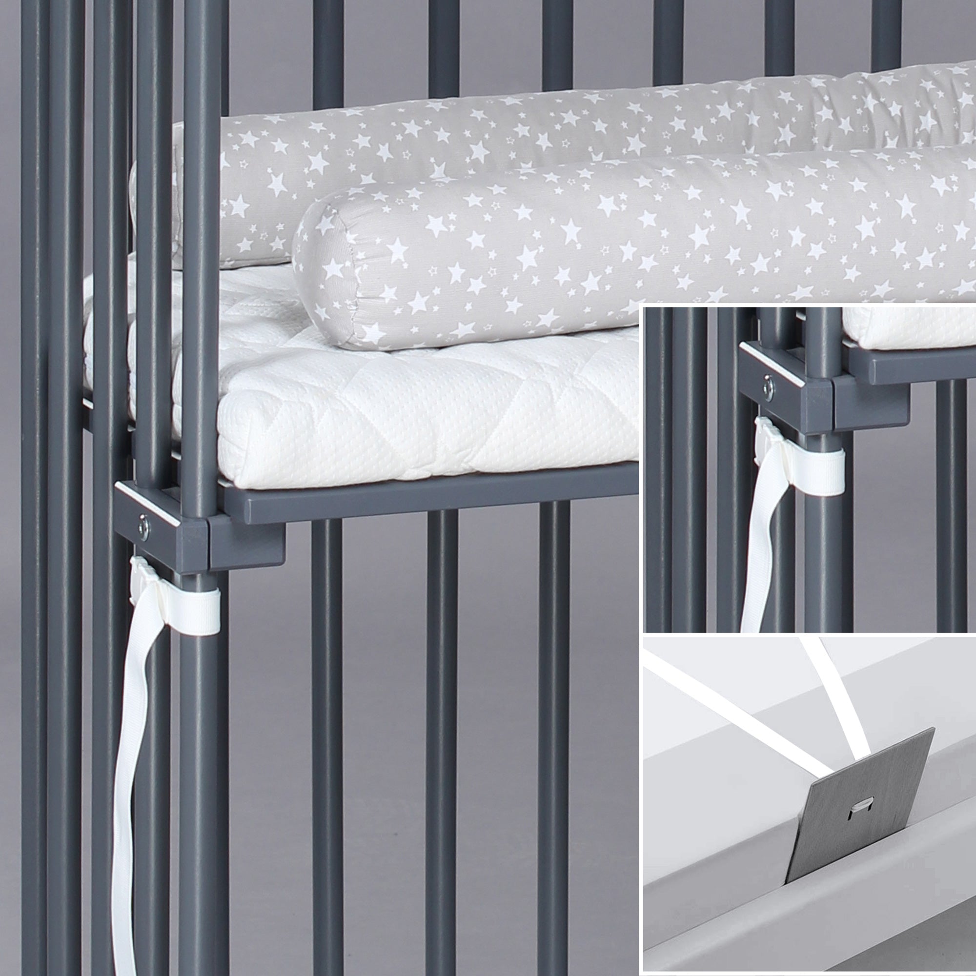 BabyBay® Boxspring Странично легло - цвят Grey