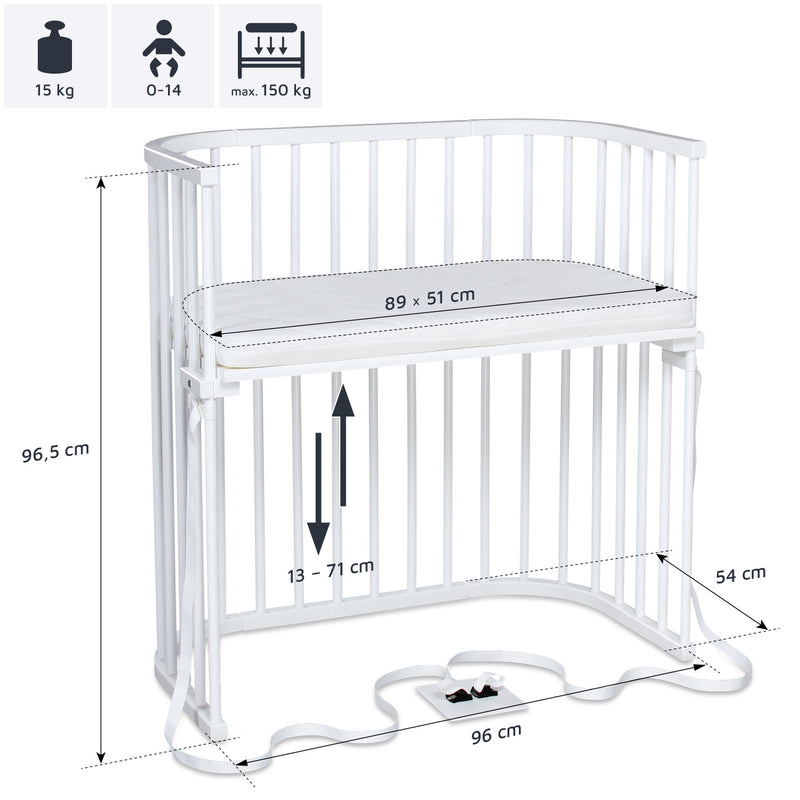 BabyBay® Boxspring Странично легло - цвят White